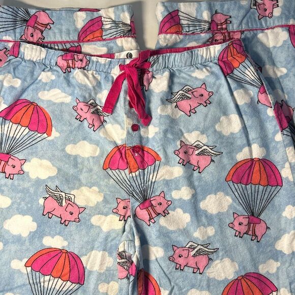 When Pigs Fly Flannel Pajama Pants Small Drawstring Dreamscape - Picture 1 of 6